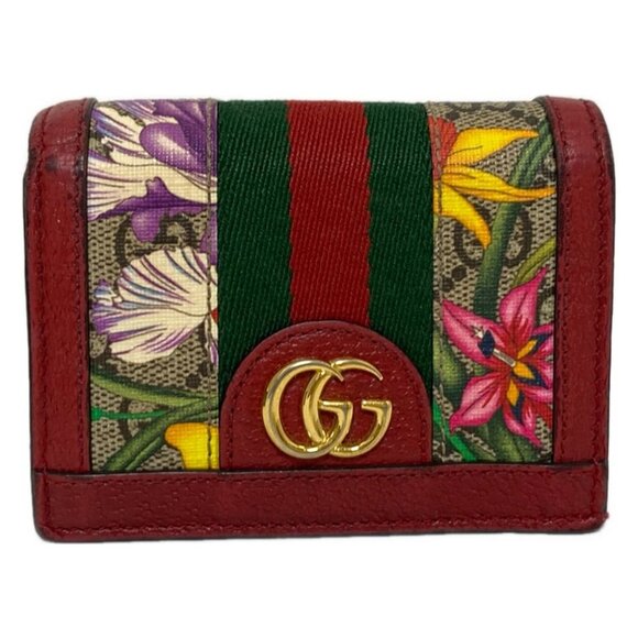 Auth GUCCI Ophidia GG Supreme 523155 Red Dark Green Multi Leather PVC - - Picture 1 of 11